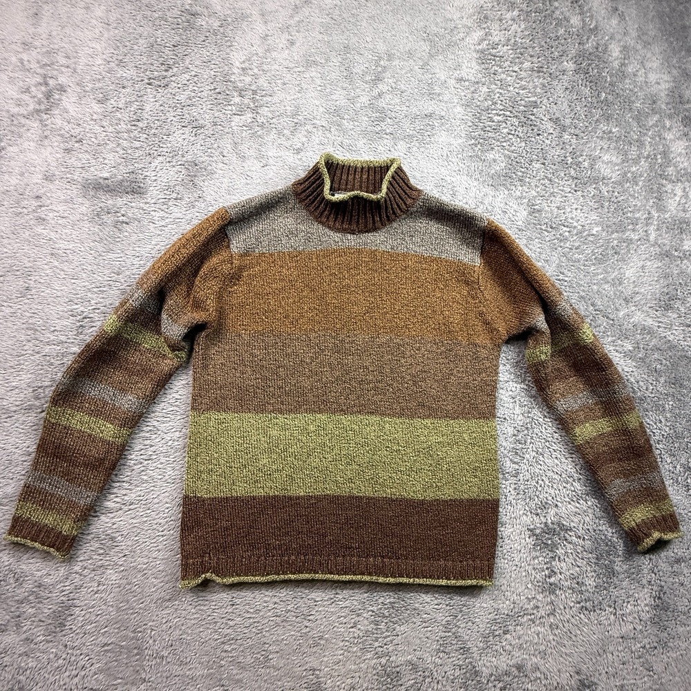 Erika & Co Vintage Mock Neck Knit Sweater Earth Tones Womens XS Petite
